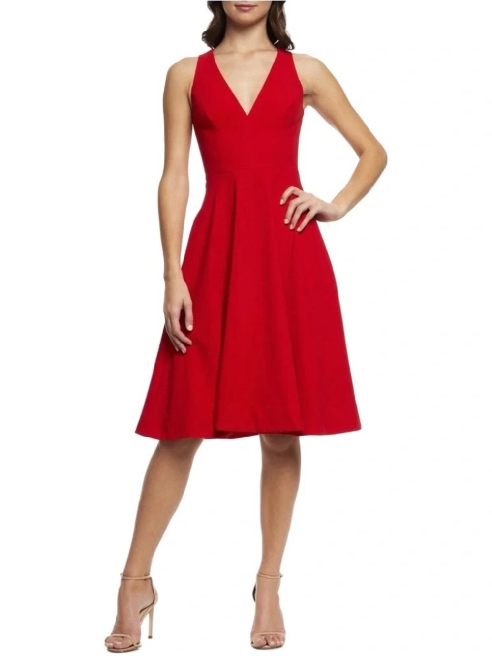 DRESS THE POPULATION Catalina Red Fit & Flare NWT Sleeveless Cocktail Dress XL